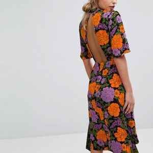 Warehouse Mica Carnation Open Back Dress